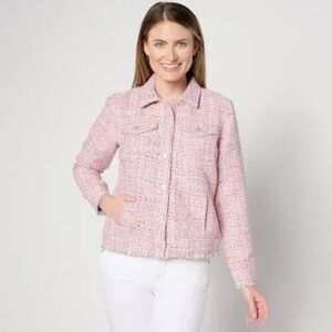 Belle by Kim Gravel Pink Tweed Blazer Sz Medium New With Tags